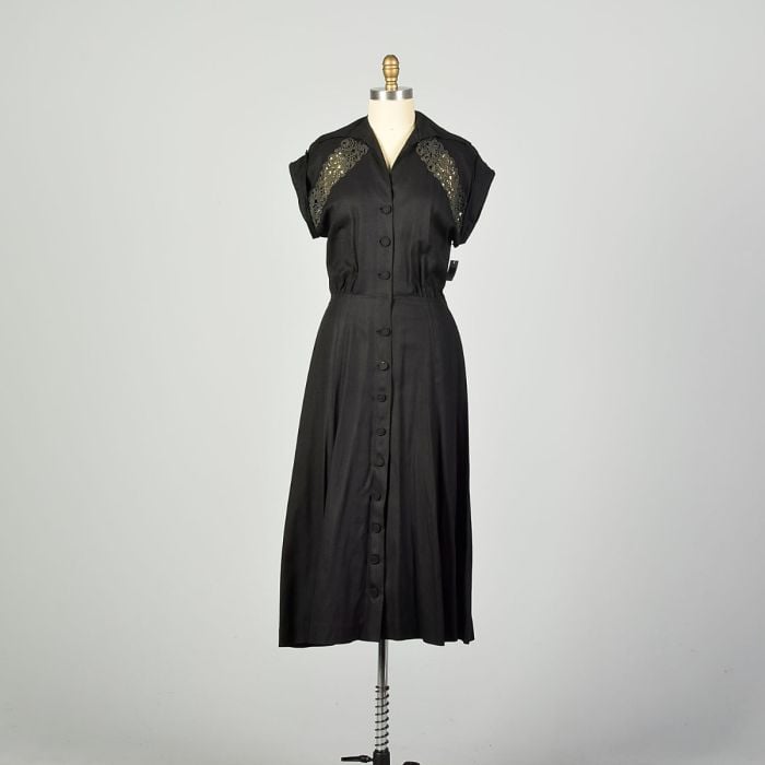 50s little black dress Large 1950s Short Sleeve Sheer Applique Date Night Dresses Mini Midi-Length Color:Pearl Pink The Marvelous Mrs.Maisel costume