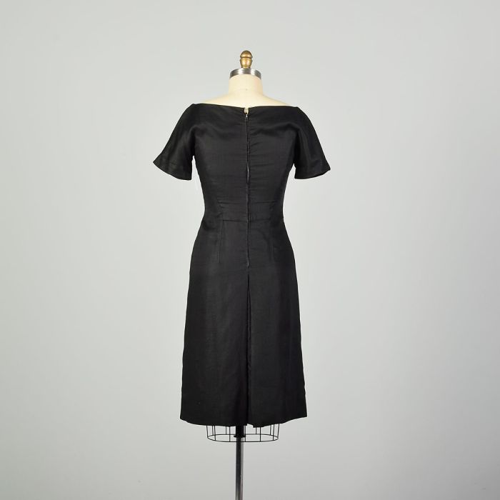 Small 1950s Little Black Dress Classic Minimalist Short Sleeve LBD Small 1950s Little Black Dress Classic Minimalist Short Sleeve LBD