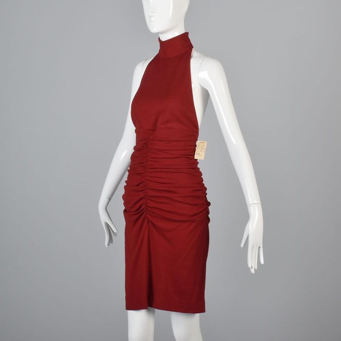 Medium 1980s Red Anne Klein Bodycon Halter Dress Backless | Fashion  Conservatory