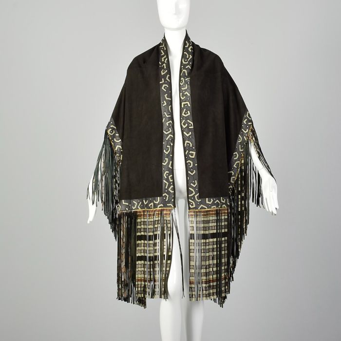 Vintage Red 100% Suede Leather Shawl