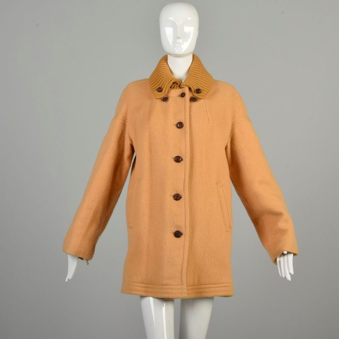 1960s Mens Casual Jacket with Ribbed Knit Trim