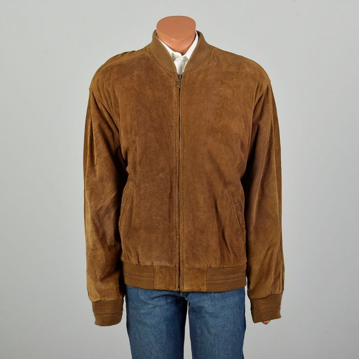 90’s Suede Leather Blouson Bomber Jacket XL 1990s Suede Bomber Jacket Leather Color Block Coat | Fashion