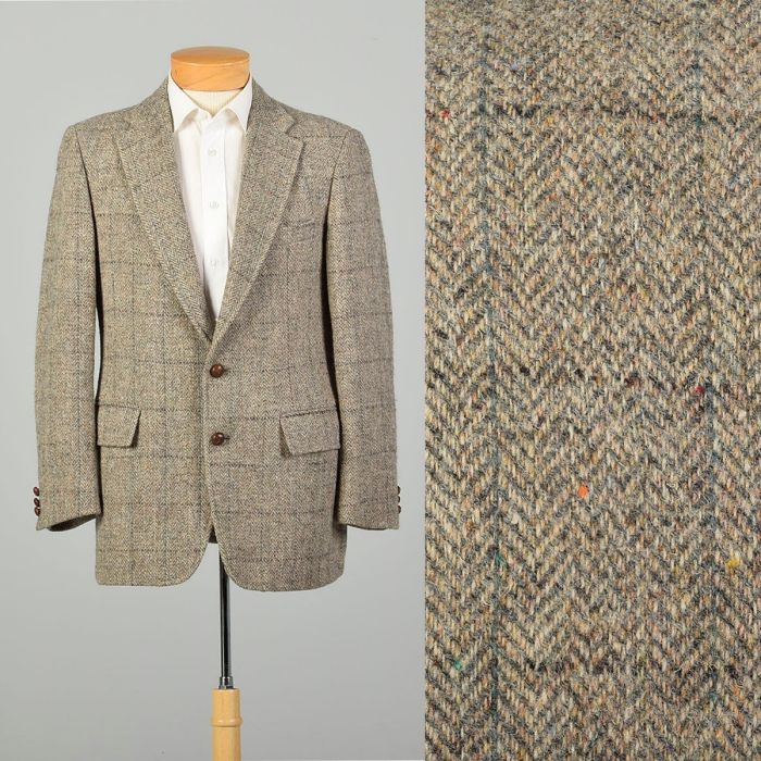 Vintage Harris Tweed Wool Blazer Button Casual popular Fashion Wool Jacket Size Large