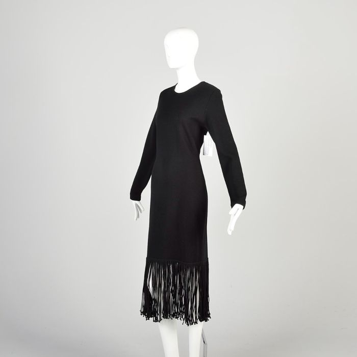 chinese dress ladies Black fringe long sleeve mini dress – Sarah Kes main image 0