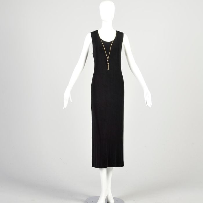 navy blue dress for baby girl Small 90s Black Strappy Backless Maxi Dress – Flying Apple Vintage main image 1