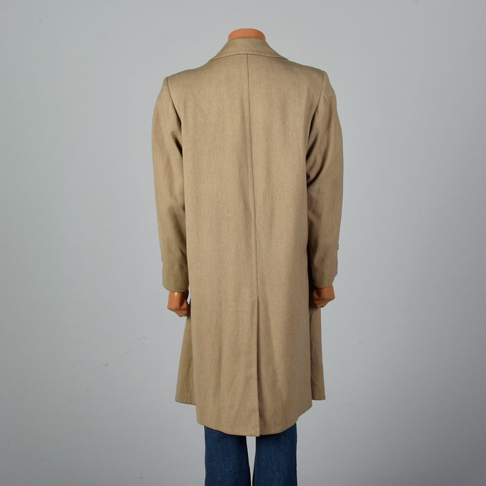 Large 1950s Mens Tan Coat Rockabilly Wool Long Winter Weight
