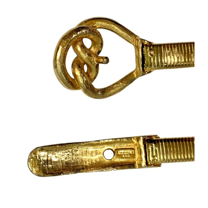 70s Gold Omega Stretch Belt w Knot Buckle | S | Fashion  display picture 1