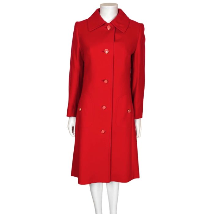 Vintage English Aquascutum Coat Red Wool Made in England Ladies