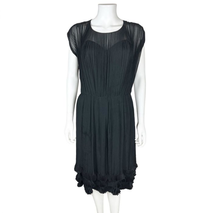 sachin and babi light blue dress Vintage 1960s Cocktail Dress Pleated Black Silk Chiffon Size M