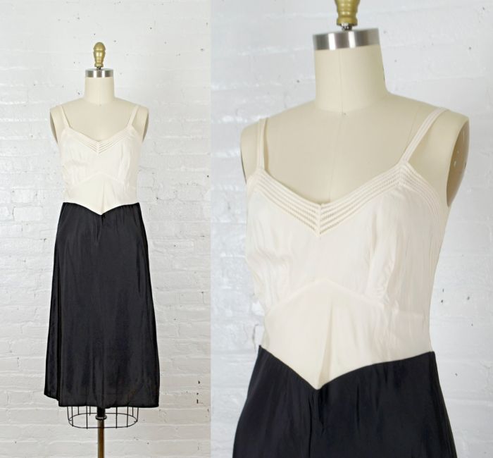 1950s lingerie dress slip . black and white pin up lingerie . vintage