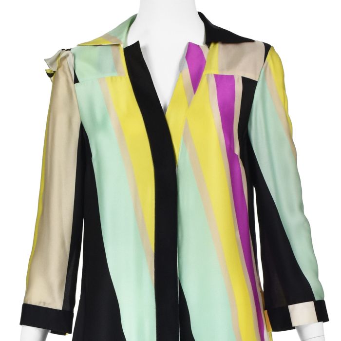 CHRISTIAN LACROIX Vintage Multicolor Silk Striped Asymmetrical Shift Dress  SZ8 M | Fashion Conservatory