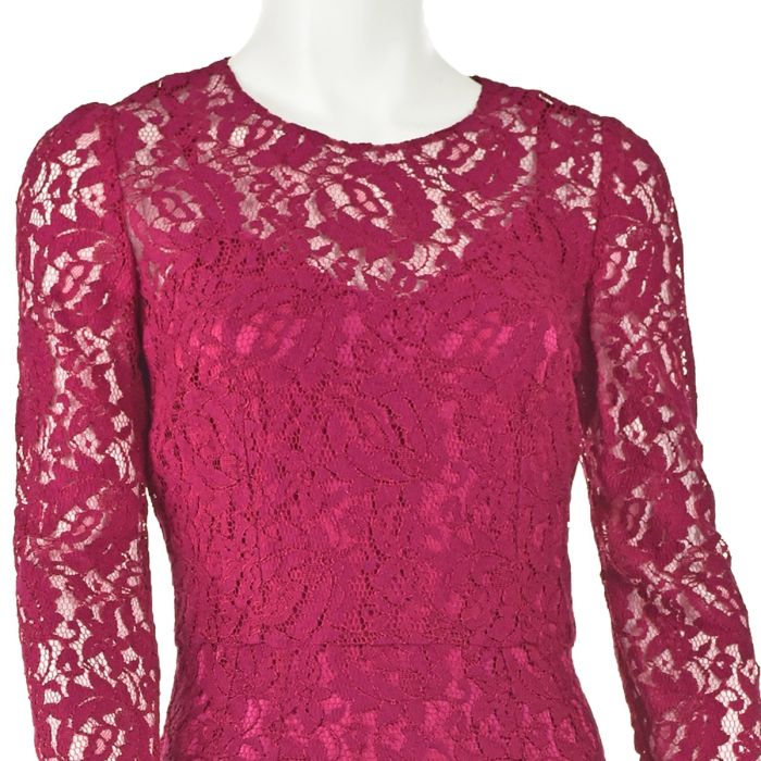 DOLCE & GABBANA Magenta Pink Guipure Lace Sheath Cocktail Dress w/ Pink  Silk Slip SZ 2 XS | Fashion Conservatory