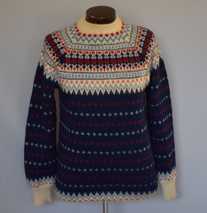 70s Nordic Pattern Intarsia Knit Ski Sweater | Fashion Conservatory