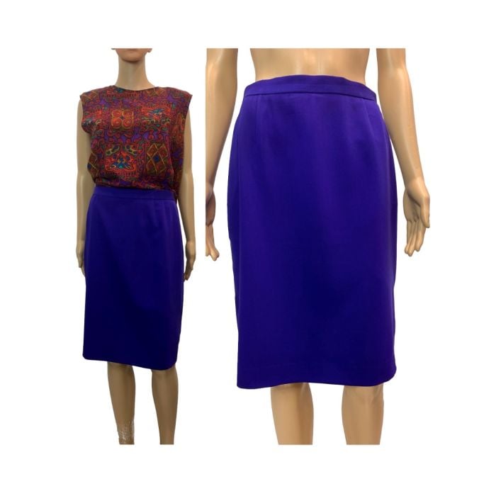 Royal Purple Knee Length Wool Pencil Skirt W 28 29 Fashion Conservatory