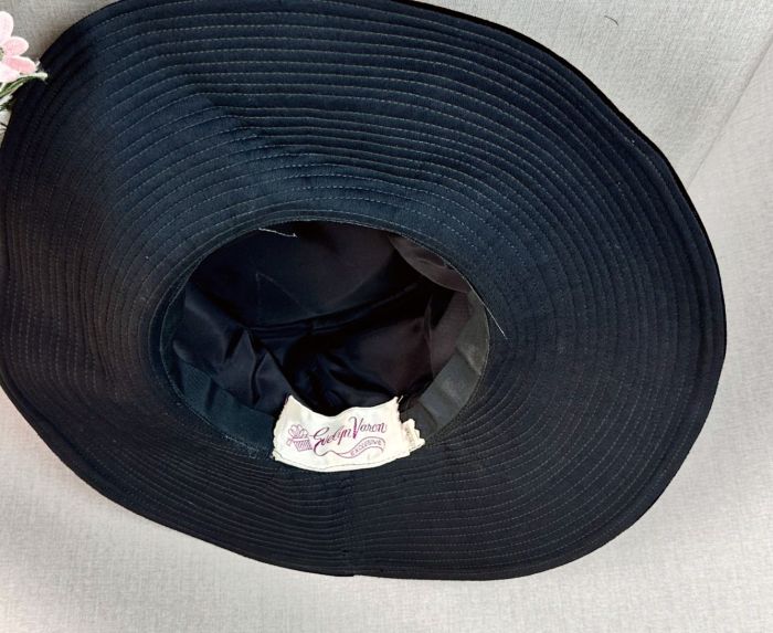 Vintage Black Velvet Evelyn Varon Brim Hat with Ribbon Vintage 60s Evelyn Varon Black Velour Derby Style Hat - Etsy main image 4