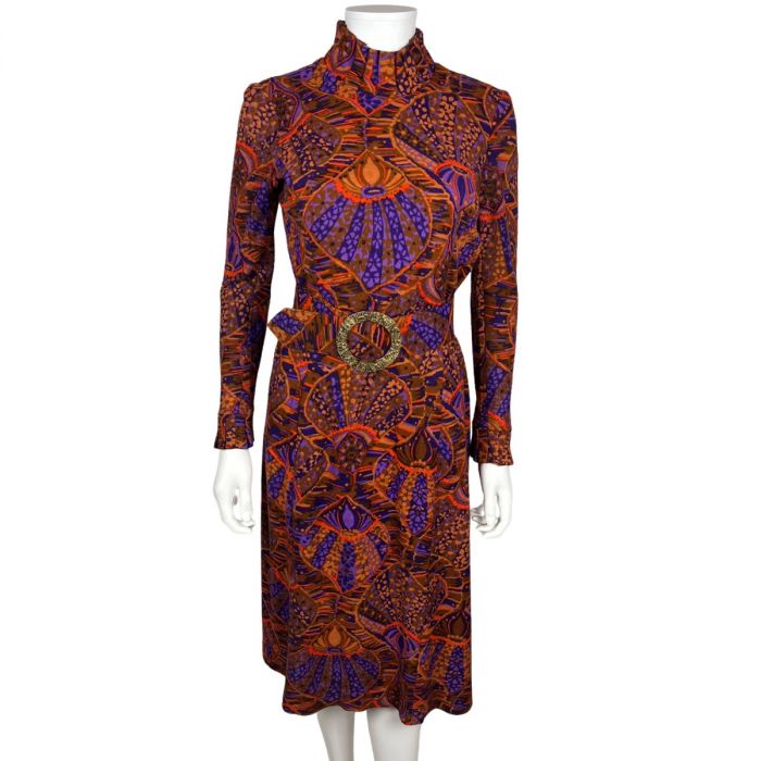 Vintage 1970s Psych Dress Georges Besson Paris w Astrological Belt ...