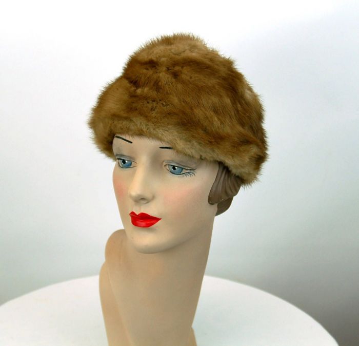 Vintage Brown Miss Alice Brown Real Found Fur Hat Cap for on sale Winter - Mink?