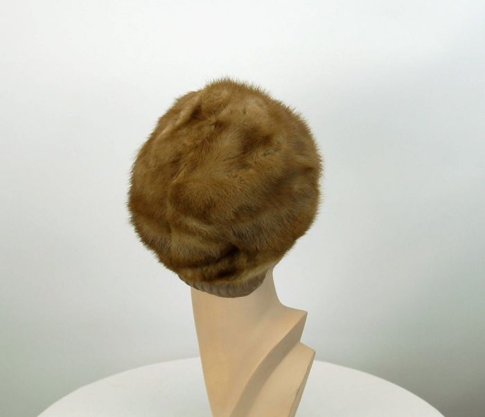 1960s mink hat medium brown blond winter fur hat Miss Alice  display picture 1