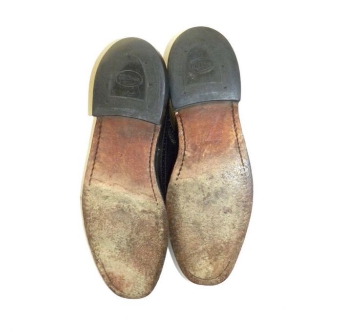 1960s Black Leather Wingtip Oxford Shoes | Vintage Brogues 