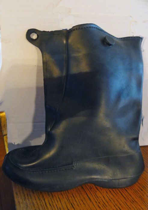 Vintage 1950s Women s Stretch Pull on Rubber Boots Galoshes Black Overshoes Made in USA Size Small