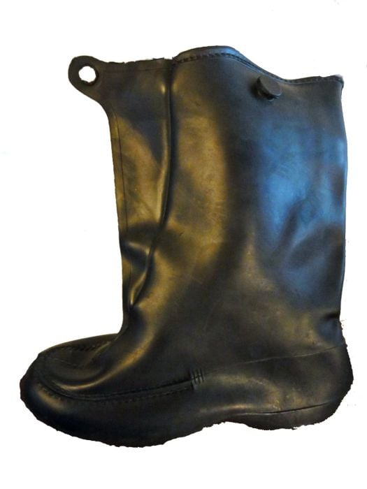 Wellingtons Rain Boots Vintage 1940s Womens Size 6 Black Rubber Galoshes Singing in the Rain Low Heel Side Zipper store - Near Mint!