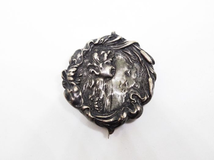 Antique Unger Brothers Art Nouveau Sterling Silver Repousse Woman in ...