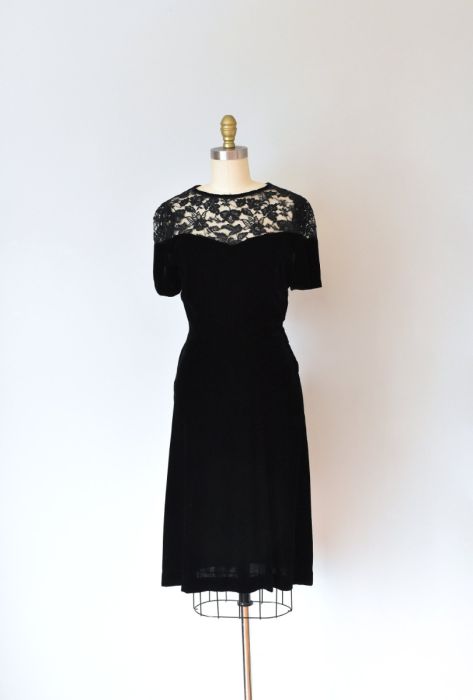 Olivia Black silk velvet dress, lace 1940s dress, art deco 1930s dress Olivia Black silk velvet dress, lace 1940s dress, art deco 1930s dress