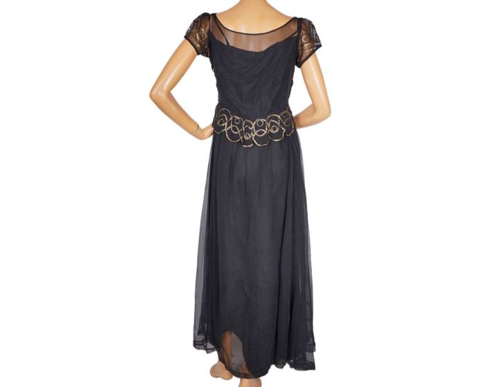 chinese dress ladies 1930s long sleeve silk lace gown, Paris – Devore Vintage