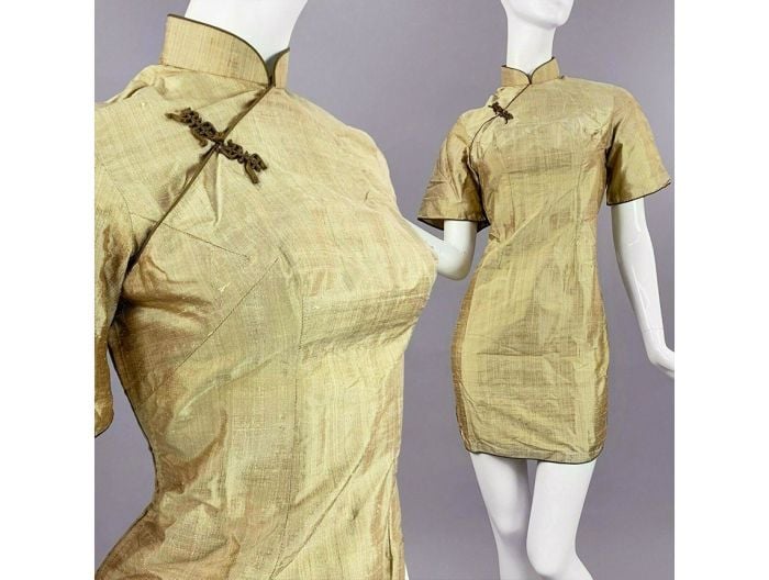 chinese silk mini dress Chinese Traditional Cheongsam Women Silk Mini Dress Prom Qipao Size S-6XL