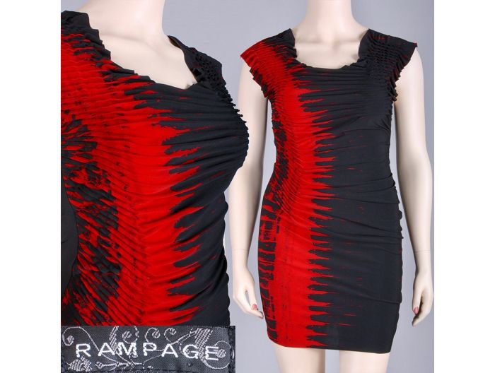 rampage red dress Rampage Y2K Red Beaded Halter Whimsigoth Asymmetric Hem Bodycon Dress Sz Small