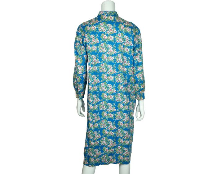 Vintage 1950s Floral Cotton Duster House Dress Size M