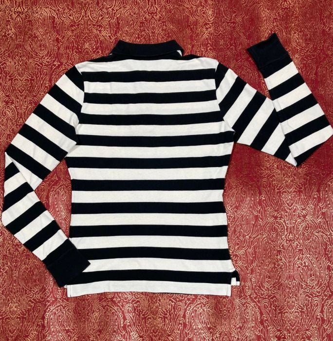 Ralph Lauren The Skinny Polo S ブラック S/ Black and White Striped Ralph Lauren Polo Shirt, The Skinny