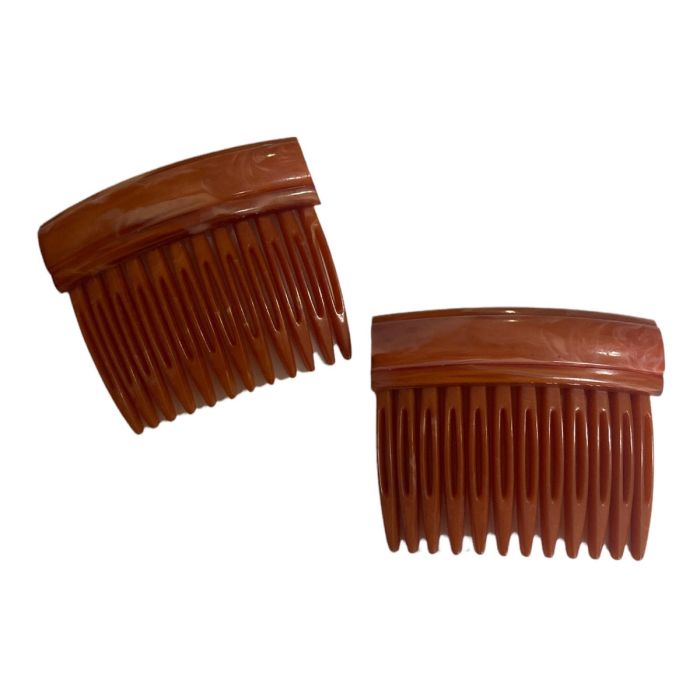 New 1980’s CARITA Paris Orange French Hair Combs, One Pair, Deadstock Vintage 1980 main image 4