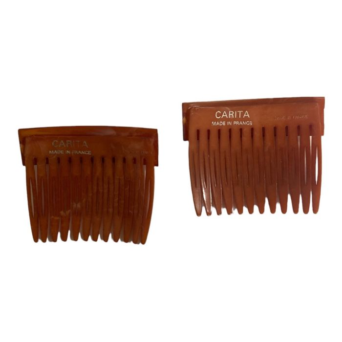 New 1980’s CARITA Paris Orange French Hair Combs, One Pair, Deadstock Vintage 1980 main image 3