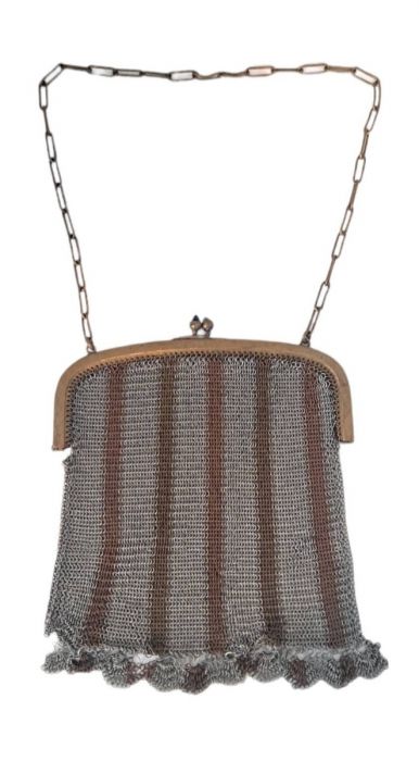 1920s Mesh Chainmail Striped Purse Goldin Art Deco Handbag | Fashion ...