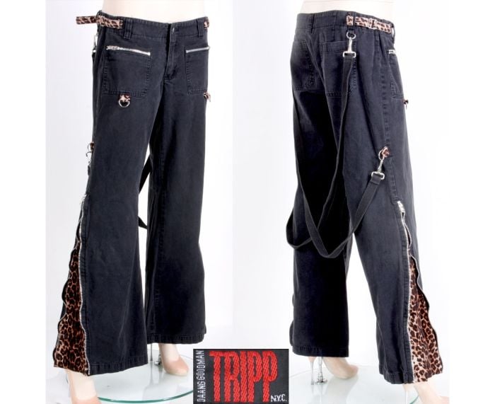 Vintage Y2K Daang Goodman Tripp NYC Black Pants / Goth Chains and Zippers  Wide Leg Pants / OG 90s Hot Topic -  Canada
