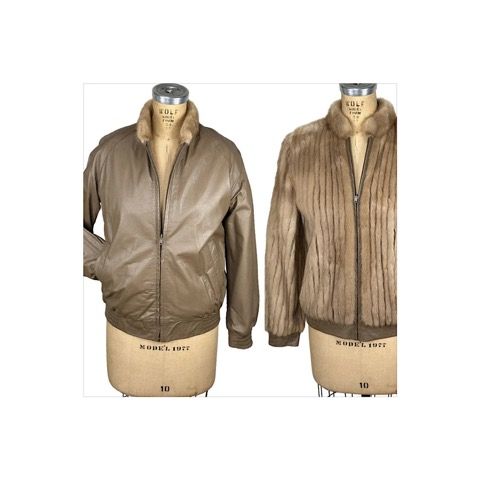 1980s reversible leather and mink bomber jacket Size M | Fashion 