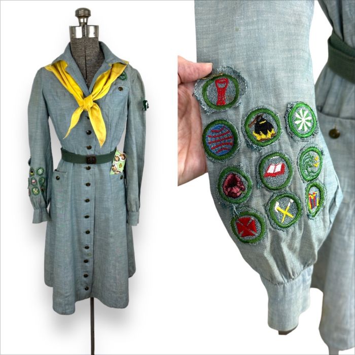 1940's hot Vintage Rare Mariners Girl Scout Uniform with Original Pins