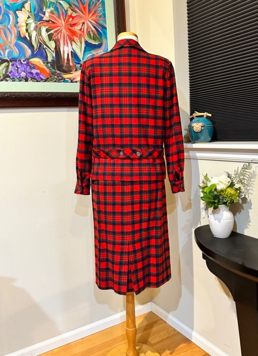 Bobbie Brooks Calgary Vintage 1950's Red Plaid Tartan Suit