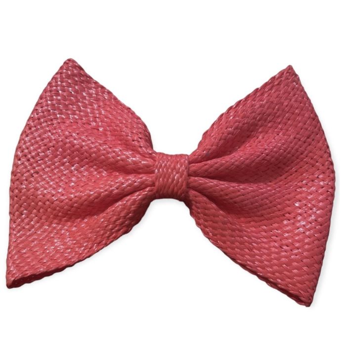 Vintage XL French Hair Bow in Red Raffia or Straw  display picture 2