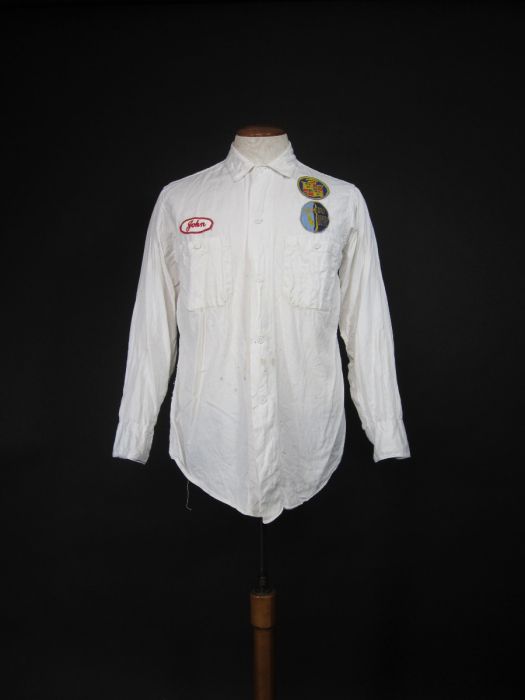 Vintage Cadillac Oldsmobile Mechanic Shirt Service Station White Twill Uniform - Medium Vintage Cadillac Oldsmobile Mechanic Shirt Service Station White Twill Uniform - Medium