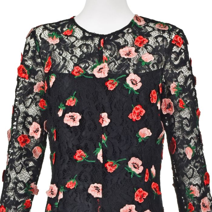 chinese dress ladies Lela Rose 3D Floral Guipure Lace - Black main image 0