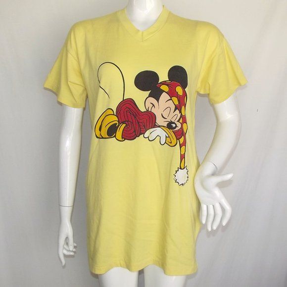 Navy Blue Polka Dot Mickey Mouse Printed Nightwear