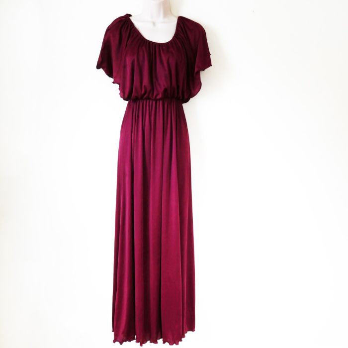 70s Cranberry Goddess Dress | Fashion Conservatory