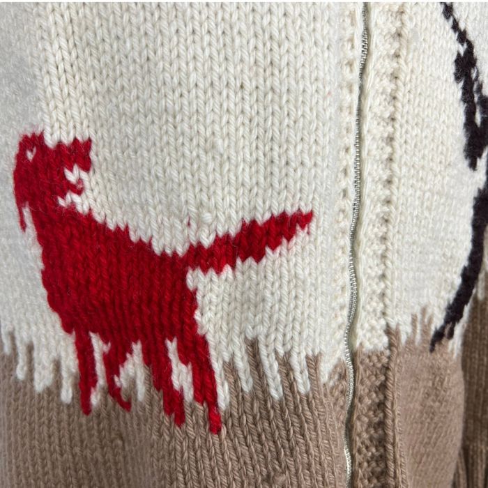 Vintage 1950s Cowichan Sweater Mary Maxim Pheasant Hunt 432