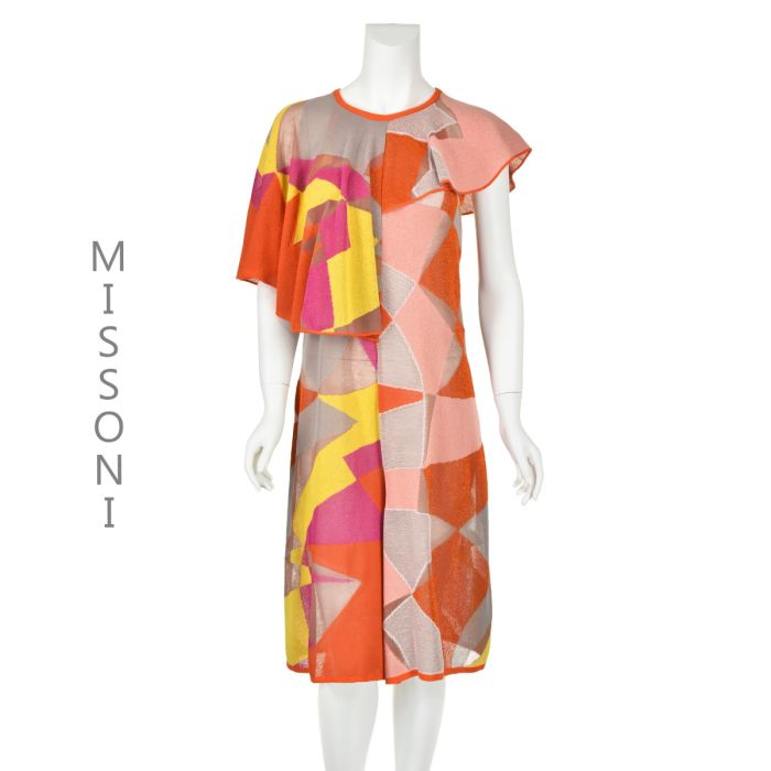 M MISSONI Vintage Orange Knit Romper/Jumpsuit with Attached Asymmetrical Shoulder Cape SIZE IT40 US6 | Fashion Conservatory M MISSONI Vintage Orange Knit Romper/Jumpsuit with Attached Asymmetrical Shoulder Cape SIZE IT40 US6 | Fashion Conservatory