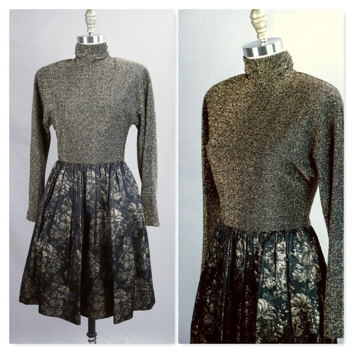 70s Morton Myles Gold and Black Lame Full Skirt Party Dress, Saks Fifth  Ave, Sz 6 | Fashion Conservatory