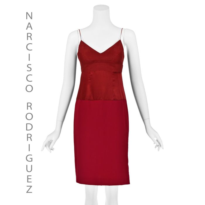 NARCISCO RODRIGUEZ Cranberry Colored Occasion Dress in 3 Different Silks Size 0 XS | Fashion Conservatory NARCISCO RODRIGUEZ Cranberry Colored Occasion Dress in 3 Different Silks Size 0 XS | Fashion Conservatory