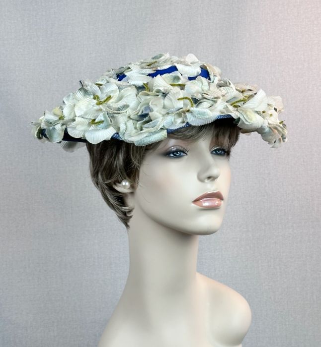 50’s Green Velvet and Silk Flowers Bucket Hat by Jille Original