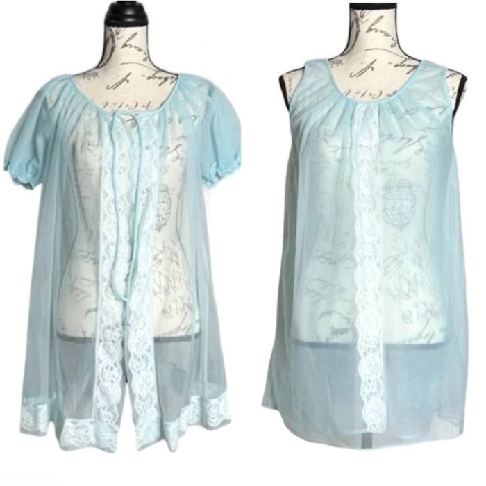 Vintage 1960s Babydoll Peignoir Boudoir Chiffon Lingerie Set | Fashion ...